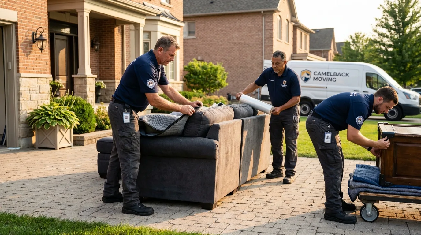 Large estate moving crew wrapping furniture in Moose Lake, MN