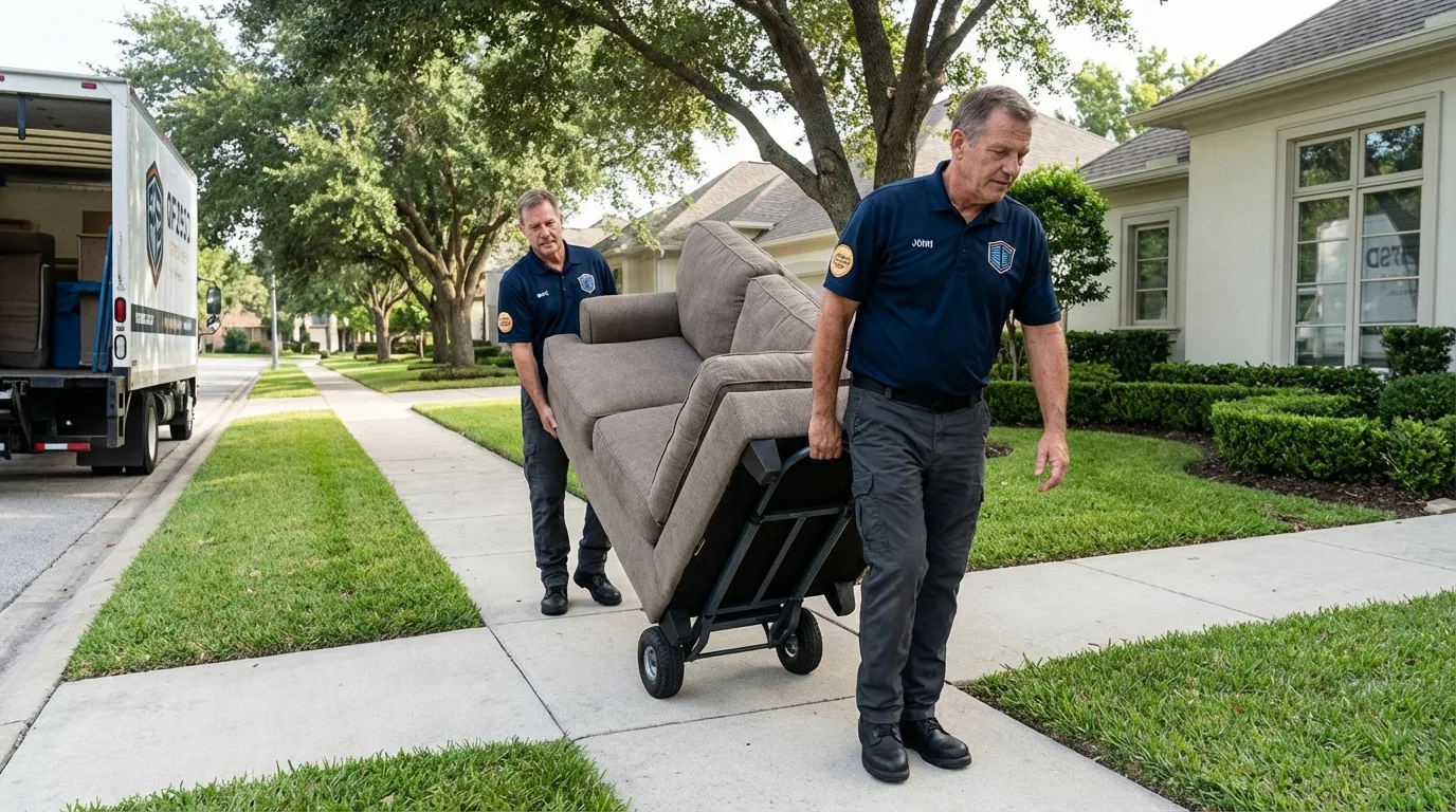 Local residential moving crew loading furniture in Moose Lake, MN
